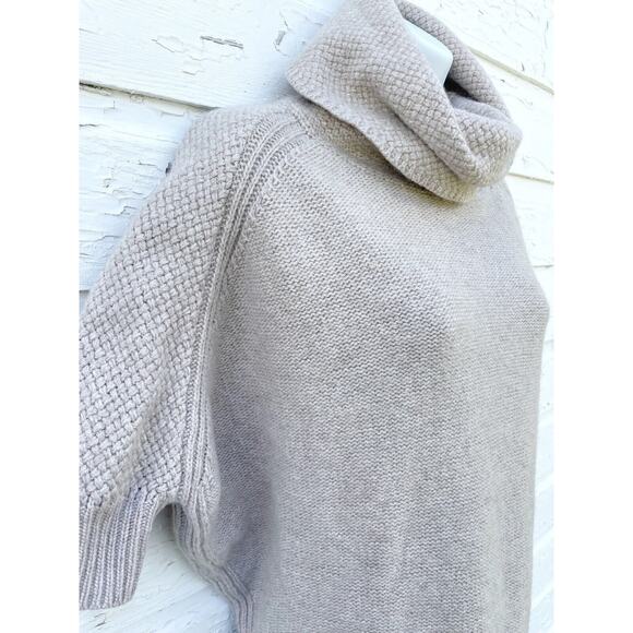 Mia Mai Wool Cashmere Sweater Womens S Beige Tan Basket Weave Short Sleeve - Picture 3 of 7